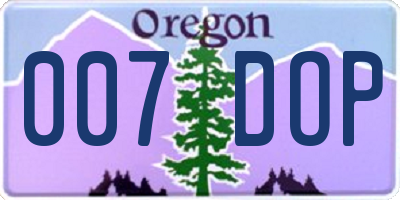 OR license plate 007DOP