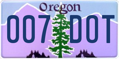 OR license plate 007DOT
