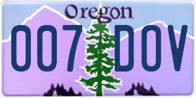 OR license plate 007DOV