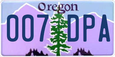 OR license plate 007DPA
