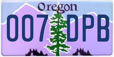 OR license plate 007DPB