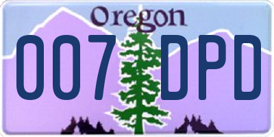 OR license plate 007DPD