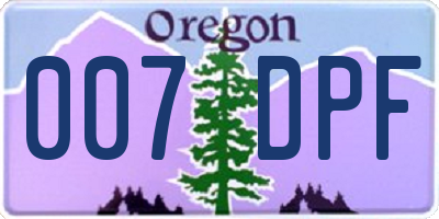 OR license plate 007DPF