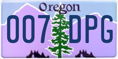 OR license plate 007DPG