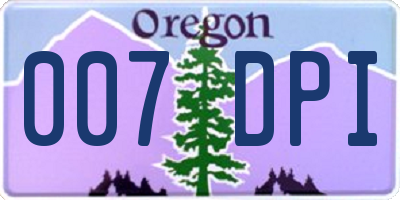 OR license plate 007DPI