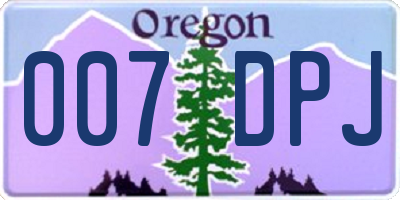 OR license plate 007DPJ
