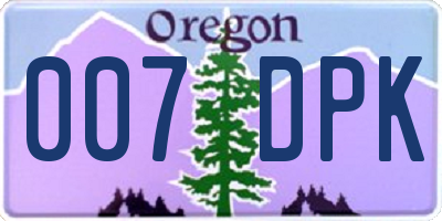 OR license plate 007DPK