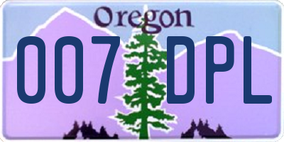 OR license plate 007DPL