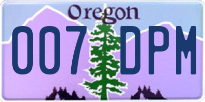 OR license plate 007DPM