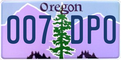 OR license plate 007DPO