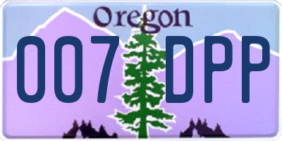 OR license plate 007DPP