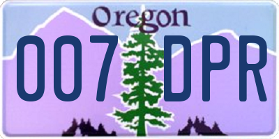OR license plate 007DPR