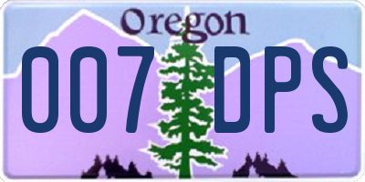 OR license plate 007DPS