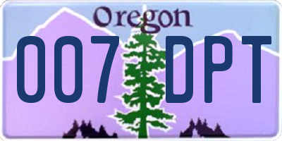OR license plate 007DPT