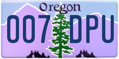 OR license plate 007DPU