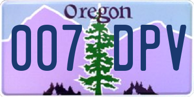 OR license plate 007DPV