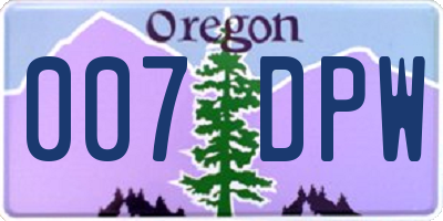 OR license plate 007DPW