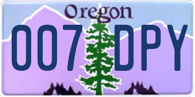 OR license plate 007DPY