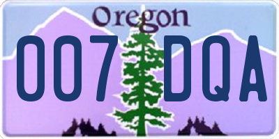 OR license plate 007DQA