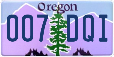 OR license plate 007DQI