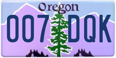 OR license plate 007DQK