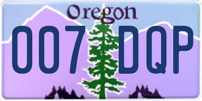 OR license plate 007DQP