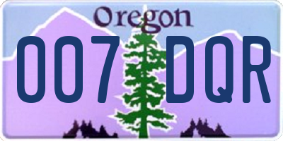 OR license plate 007DQR
