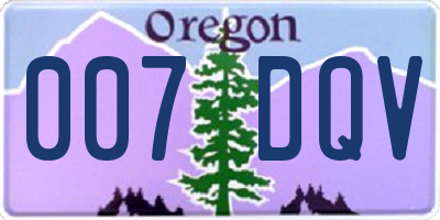 OR license plate 007DQV