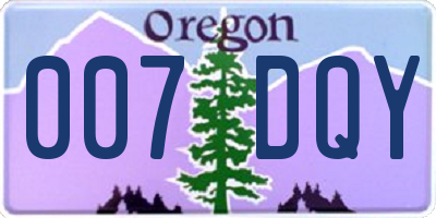 OR license plate 007DQY