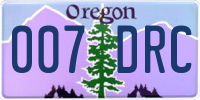 OR license plate 007DRC
