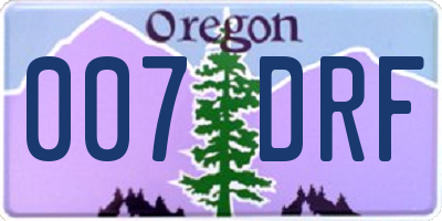 OR license plate 007DRF