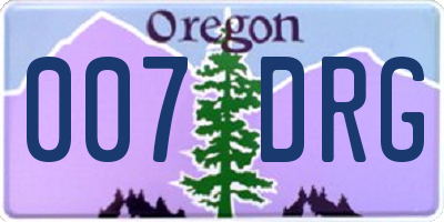 OR license plate 007DRG