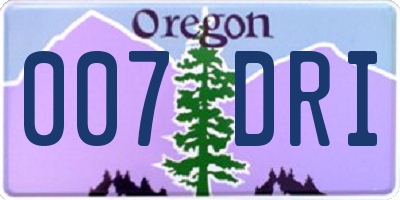 OR license plate 007DRI