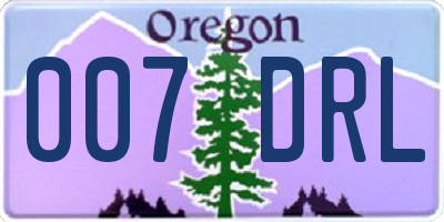 OR license plate 007DRL