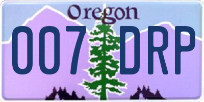 OR license plate 007DRP