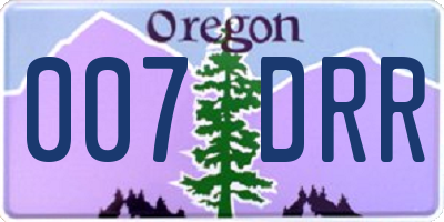 OR license plate 007DRR