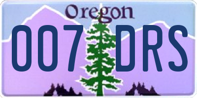 OR license plate 007DRS