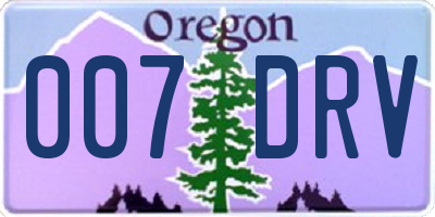 OR license plate 007DRV