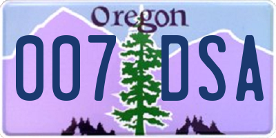 OR license plate 007DSA