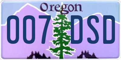 OR license plate 007DSD