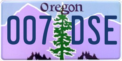 OR license plate 007DSE