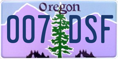 OR license plate 007DSF