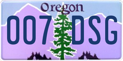 OR license plate 007DSG