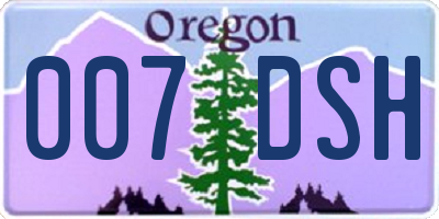 OR license plate 007DSH