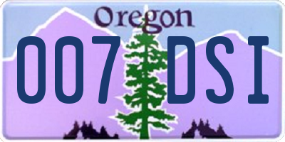 OR license plate 007DSI