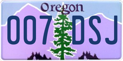 OR license plate 007DSJ