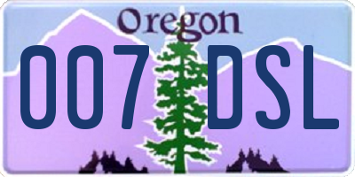 OR license plate 007DSL