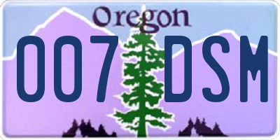 OR license plate 007DSM