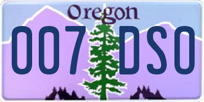 OR license plate 007DSO