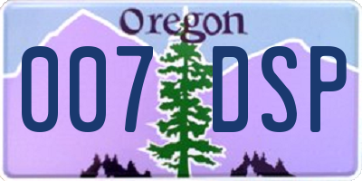 OR license plate 007DSP